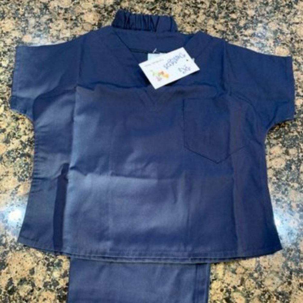Kids Scrubs Top and Pants Complete Set Medical Daily Use New with Tag Dark Blue